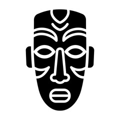 African Tribal Mask Vector Icon Representing Traditional Ethnic Art and Cultural Heritage Isolated on White Background for Minimalist Graphic Design Branding and Symbolic Illustration