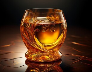 amber spirit reflected glistening glass