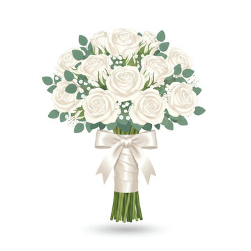 Wedding bouquet with white roses