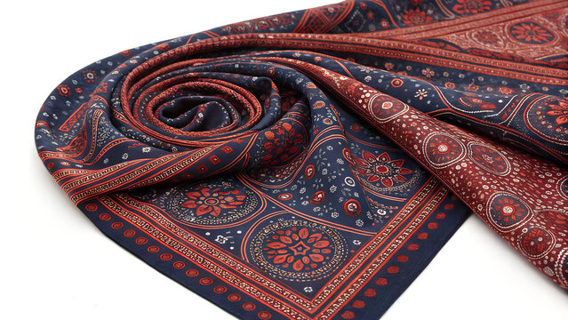 Traditional sindhi ajrak shawl isolated on white background