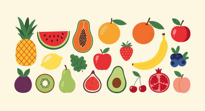 set of fruits and vegetables