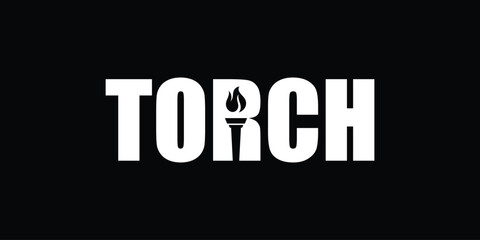 Fototapeta premium Simple minimalist text torch logo design inspiration