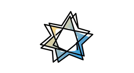 Fototapeta premium Abstract Geometric Overlapping Star Design with Blue and Yellow Tones on White Background Hand
