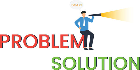 Fototapeta premium Businessman finding solution problem solving strategic planning future vision focus concept corporate challenge successful outcome looking forward man searching