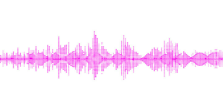 Abstract vector illustration of a blue digital heart beat and sound wave frequency spectrum designed for medical technology or electronic music audio equipment