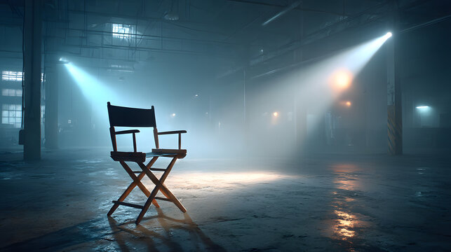 director's chair during filming in the rays of light
