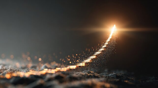 Stairway to Success: An inspirational conceptual image depicting a glowing staircase ascending toward a bright light, symbolizing progress, ambition, and the pursuit of goals.