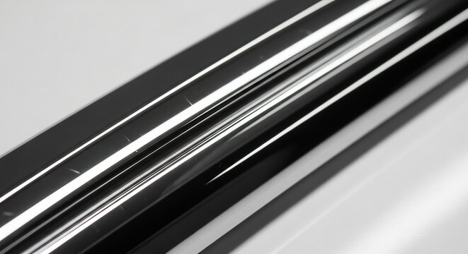Closeup of Shiny Metallic Tubes Reflecting Light Modern Industrial Design.