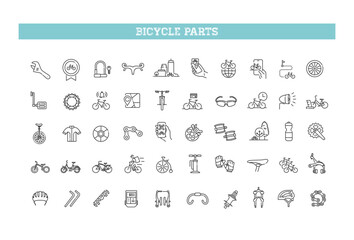 Bikes and Bicycles Icon collection. Cycling equipment icons set
