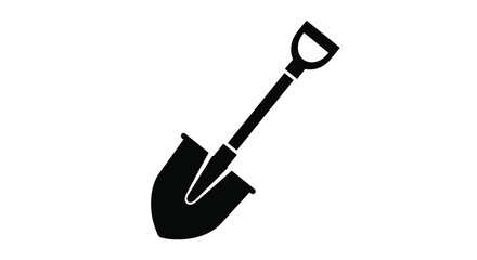 Simple black and white illustration of a garden digging shovel © MdAlamin