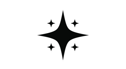 Fototapeta premium Black starburst shape with surrounding sparkling star symbols on white