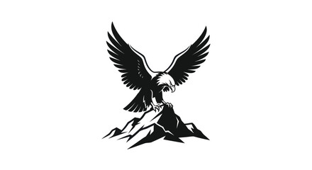 Obraz premium Eagle perched on mountain crest silhouette
