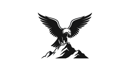 Obraz premium Eagle perched on mountain peak