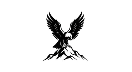 Obraz premium Eagle perched on mountain peak