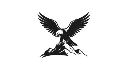 Obraz premium Eagle perched on mountain peak illustration