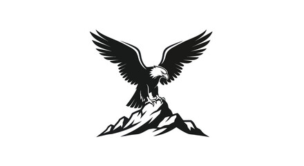 Obraz premium Eagle perched on mountain peak illustration