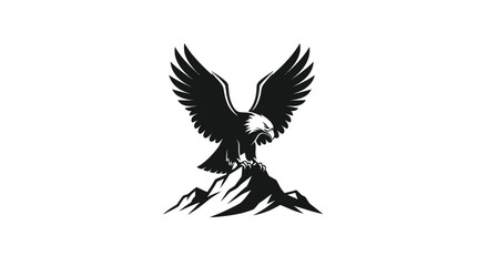 Fototapeta premium Eagle perched on mountain peak illustration