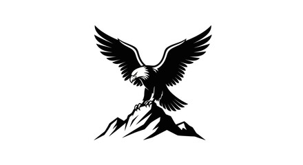 Obraz premium Eagle perched on mountain peak illustration