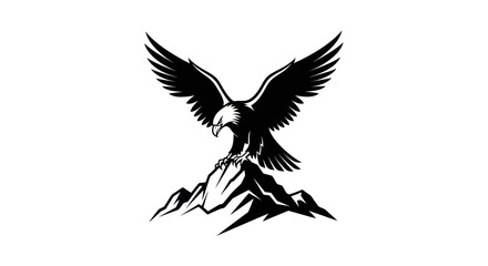 Obraz premium Eagle perched on mountain peak illustration