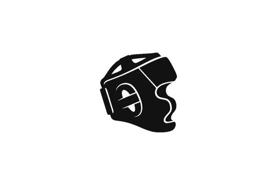 Boxing helmet: A detailed close-up of a black boxing helmet, representing safety and protection in the sport. 