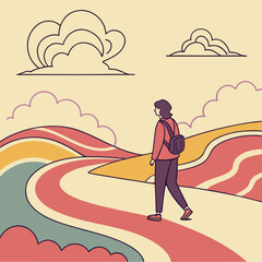 Abstract journey along horizon routes, a pathway through vibrant digital space and endless possibilities.