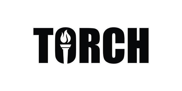 Simple minimalist text torch logo design inspiration