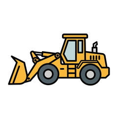 Fototapeta premium Yellow Front Loader Construction Vehicle Icon, Vector Illustration