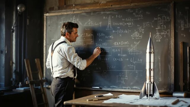 Analytical Engineer Working On Trajectory Diagrams In Antique Setting