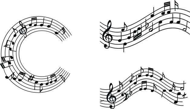 Musical notes forming letters