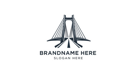 Suspension Bridge Logo Design Template Placeholder.