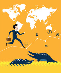 businessman on the world