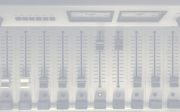 Minimal white audio mixing console background