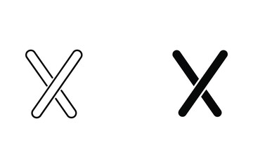 Obraz premium Cross mark symbols in outline and filled styles vector illustration