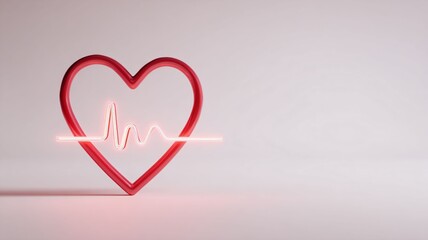 Heart Outline with ECG Line for Cardiology Advertising, Healthcare Campaigns, Medical Website Headers, and Insurance Design