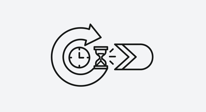 Iconic representation of a cyclical time management process and deadline progression