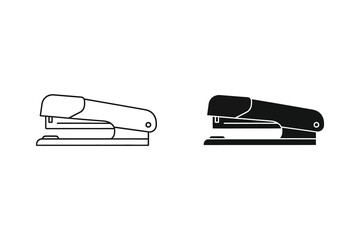 Black and white stapler vector illustration, flat design office supply