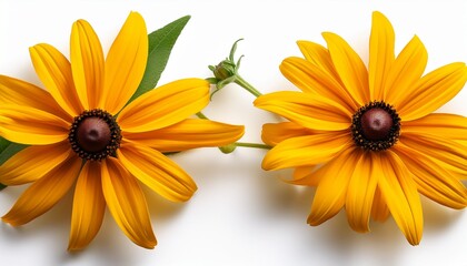 yellow black eyed susan vine flowers on white ideal for summer garden and beauty ads