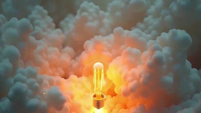Bright lightbulb exploding with colorful ideas and innovation in dark creative space