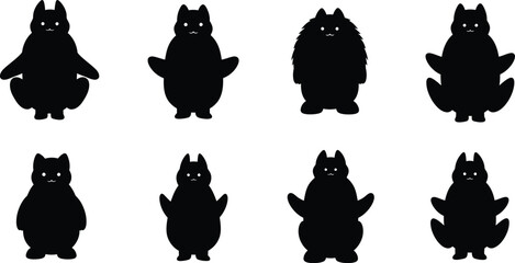 Eight black cat silhouettes on white background © mdtaher