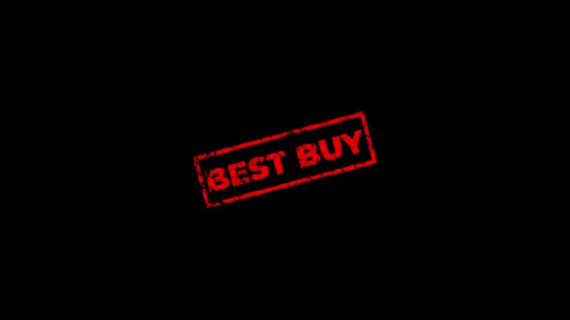 Best buy square rubber seal stamp zooming in rectangle frame icon.Rubber, seal, red, vintage effect, textured, for video content and web design.