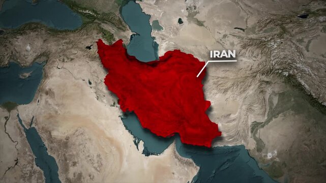 Iran Map with Khuzestan Province Highlight Animation on Satellite Map Background