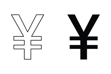 Fototapeta premium Yuan symbol vector illustration in outline and filled style flat design
