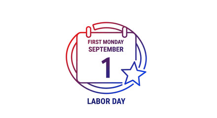 Dynamic gradient Labor Day calendar icon marking the first Monday of September with a celebratory