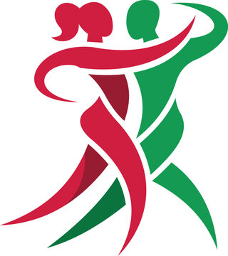 Creative Dance Duo Logo Abstract People Movement Vector Icon