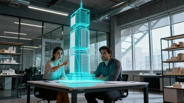 Designers Brainstorm Using Holograms In Sleek Office Environment
