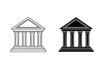 Classic temple facade vector illustration, minimalist architectural design, scalable flat art, ancient building graphic