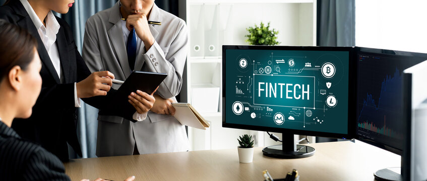 Fintech financial technology software for brisk business to analyze marketing strategy