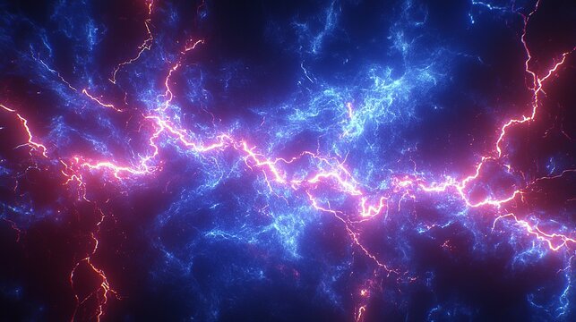 Dynamic Electric Lightning Effect Background with Blue and Red Glows