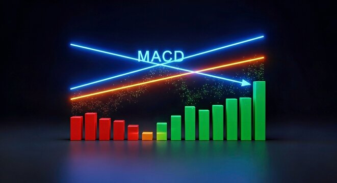 Stock Photo Financial Decline and Macd Indicator Analysis