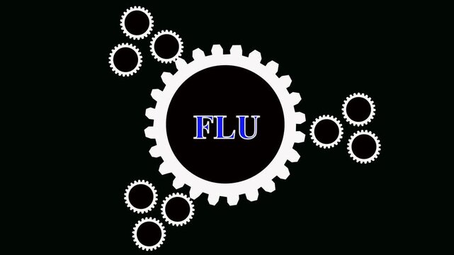 Get your flu shot, not the flu. Animated motion video with vaccine syringe and text. Winter virus season. Health concept.